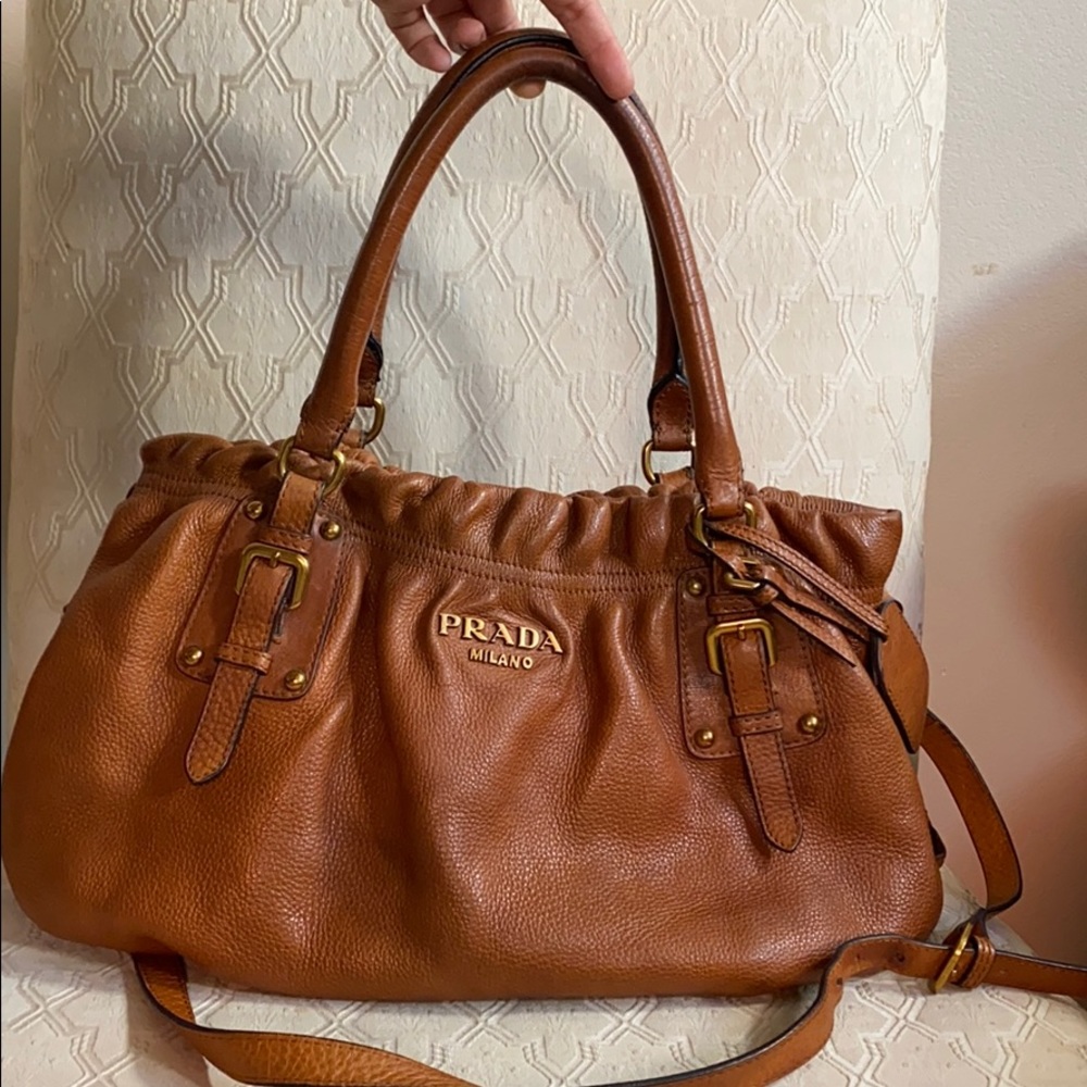 Prada cognac leather bag